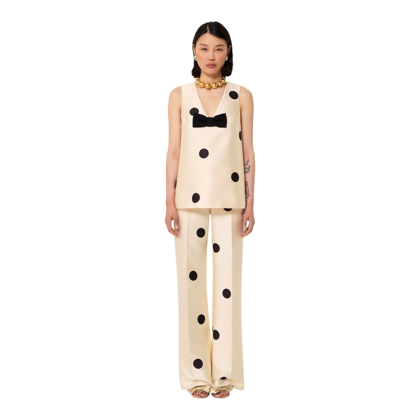 Tara Jarmon Ecru Polka Dot Two Piece - 10/12