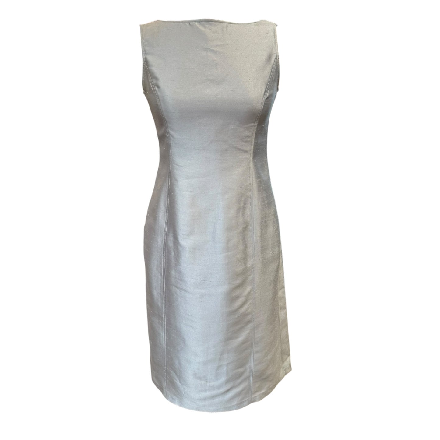 Armani Silver Silk and Wool Shift Dress - 6/8