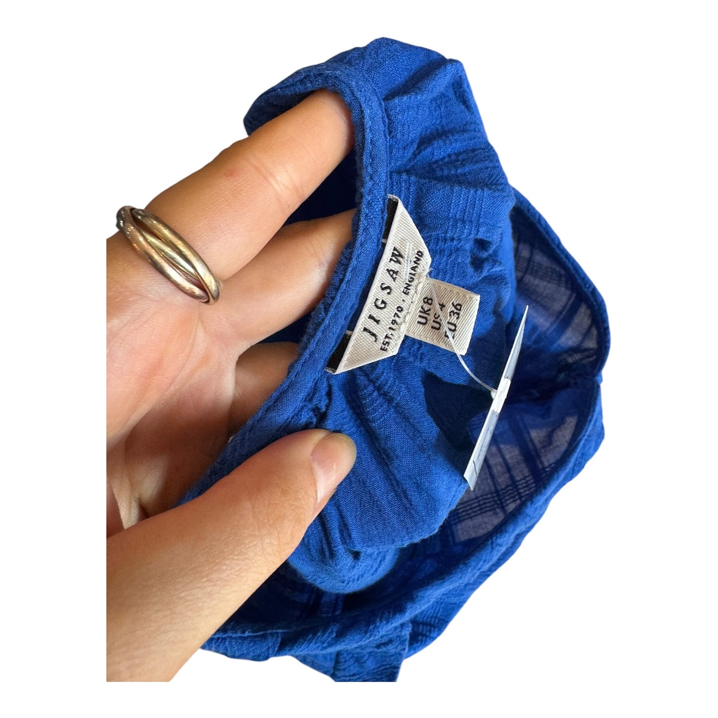 Jigsaw Cobalt Textured Cotton V Neck Top - 8