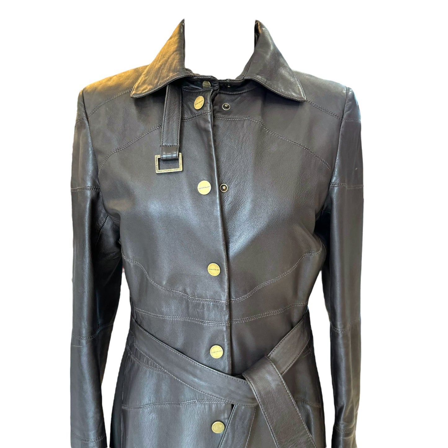 Karen Millen Brown Leather Coat - 8/10