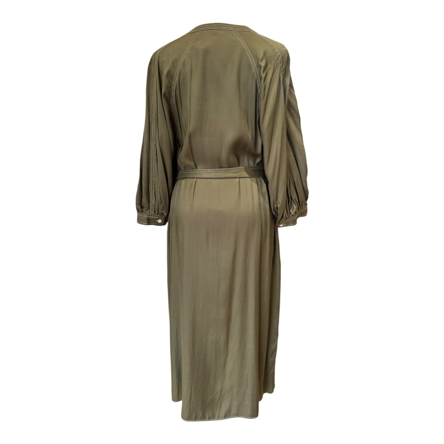 Whistles Khaki Mabel Topstitch Dress - 12