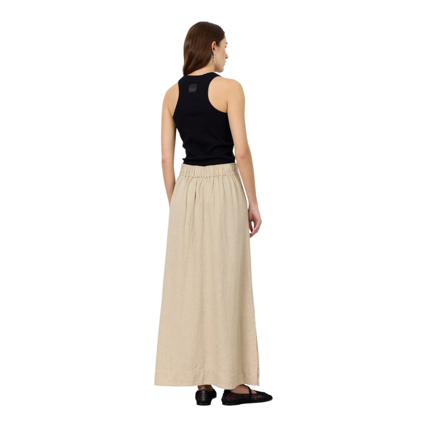Levete Beige Linen Maxi Skirt - 10