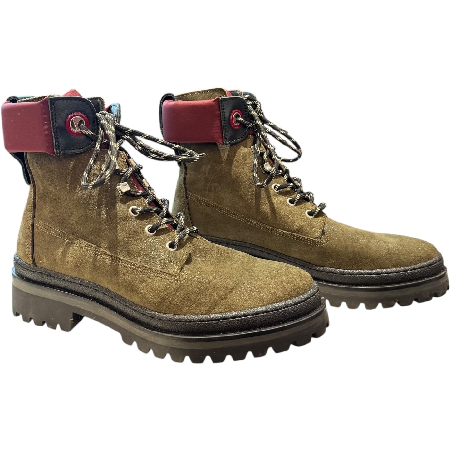 Tommy Hilfiger Green and Burgundy Sporty Lace Up Bootie - 38 / 5