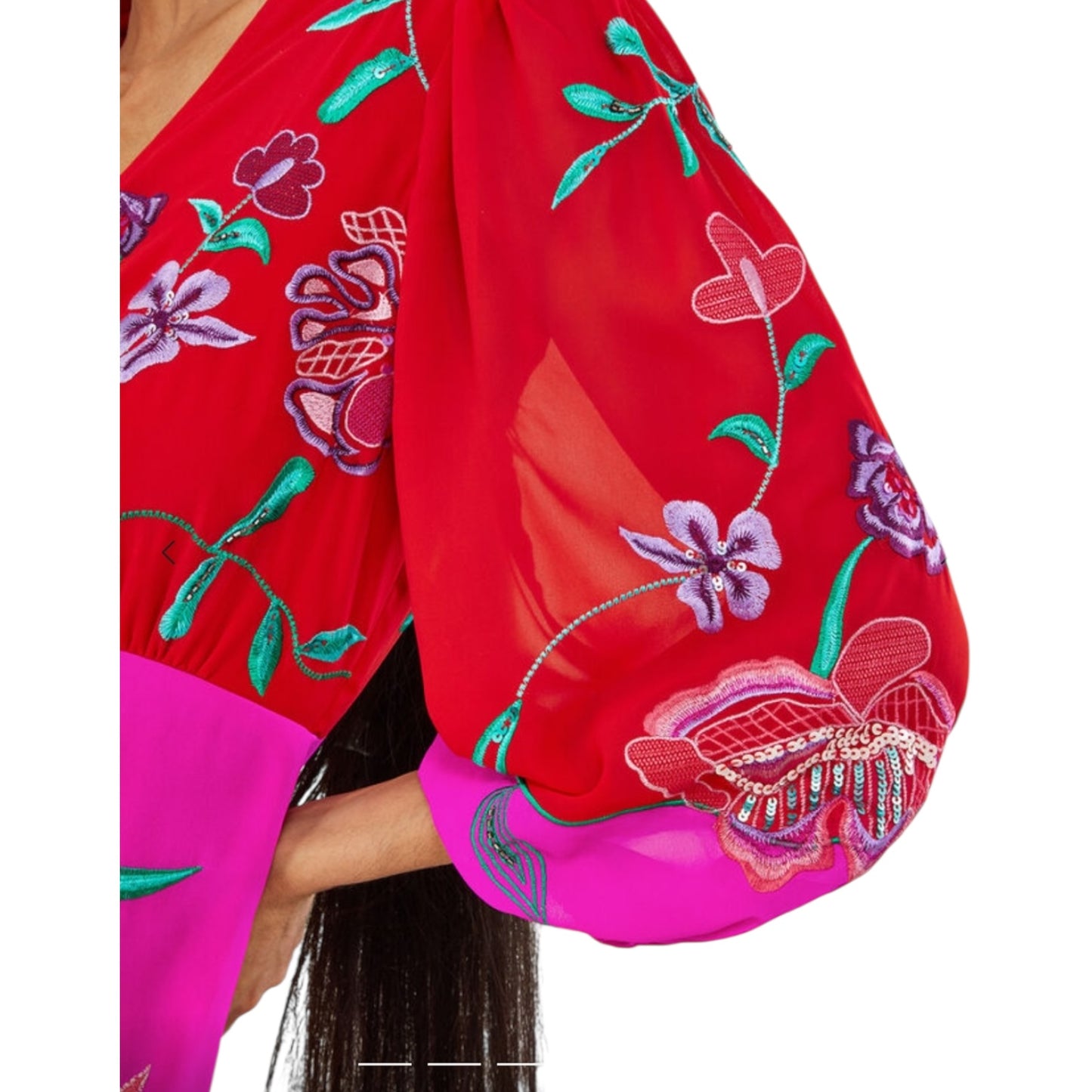 Monsoon Joanna Embellished Dress in Pink and Red - 14 - NEW