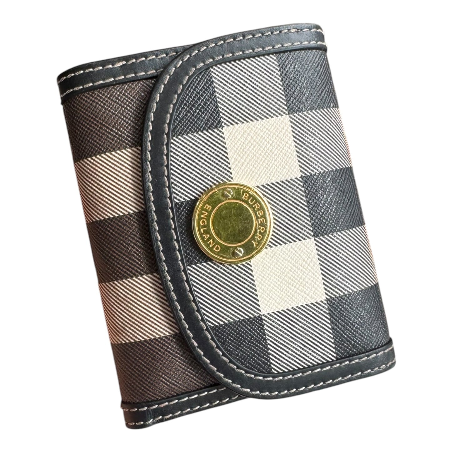 Burberry Check Leather Small Folding Wallet - NEW