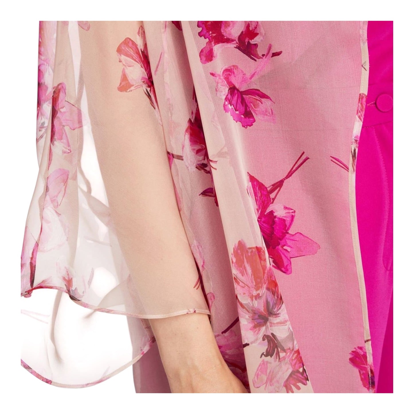 Marina Rinaldi Pink Floral Silk Duster Coat - 16 - NEW