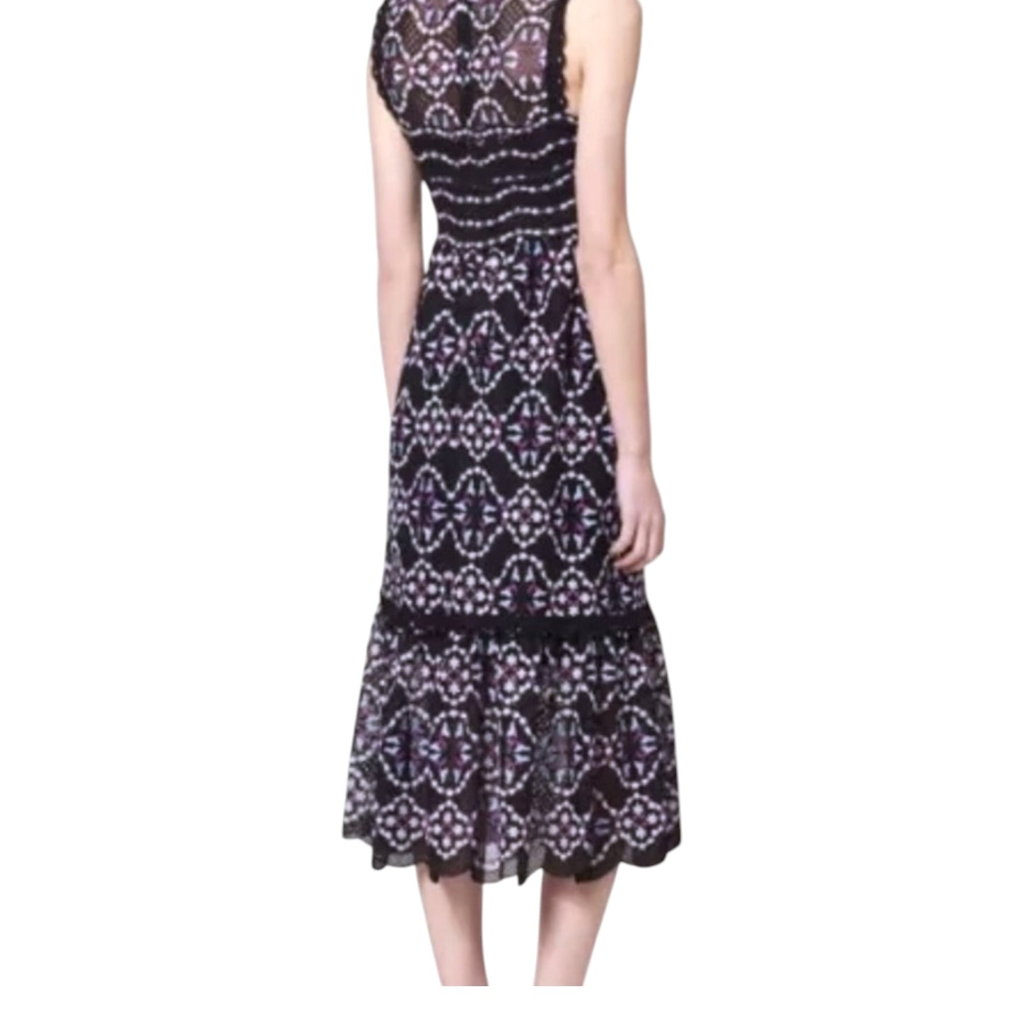 Sandro Black Sleeveless Lace Dress - 10