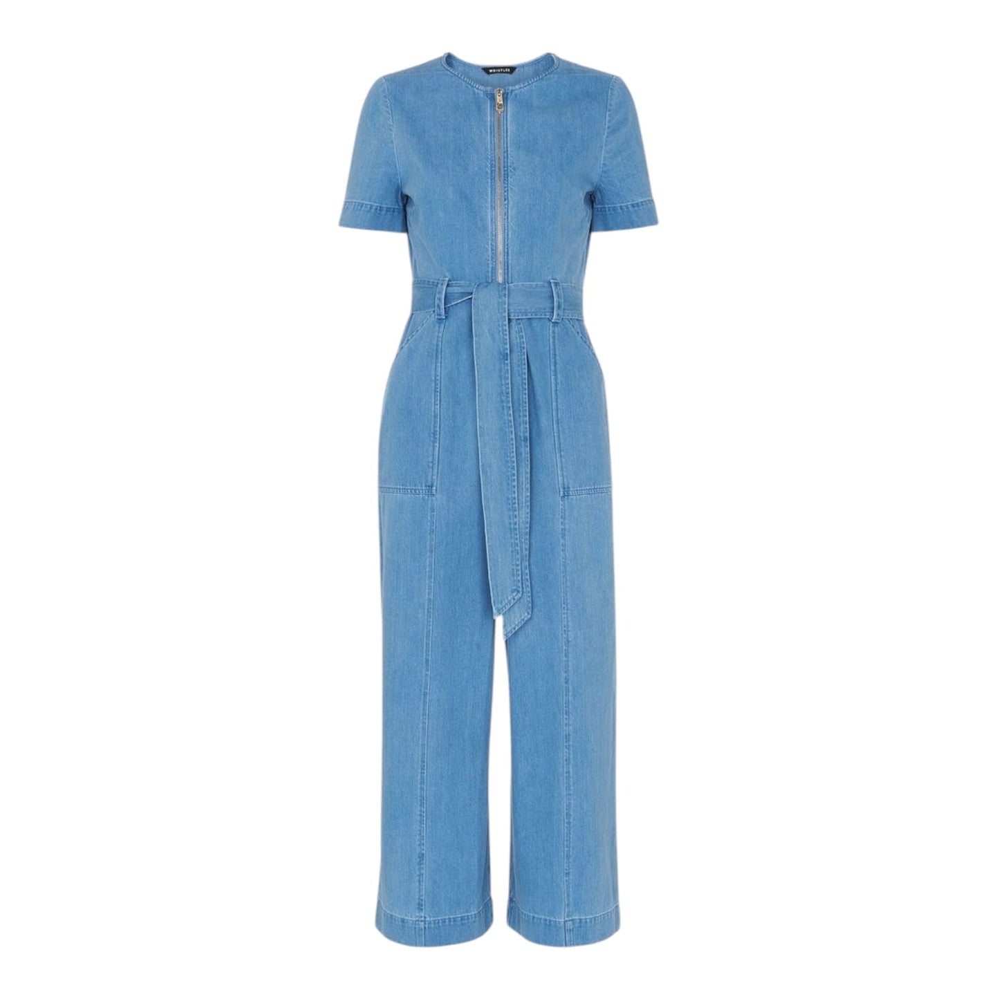 Whistles Short Sleeve Denim Jumpsuit - 10 - NEW