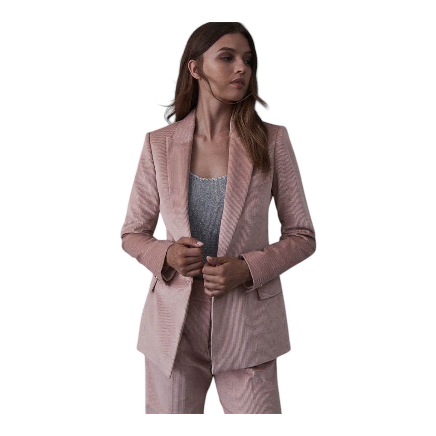 Reiss Carie Blush Pink Cord Trouser Suit - 8/10