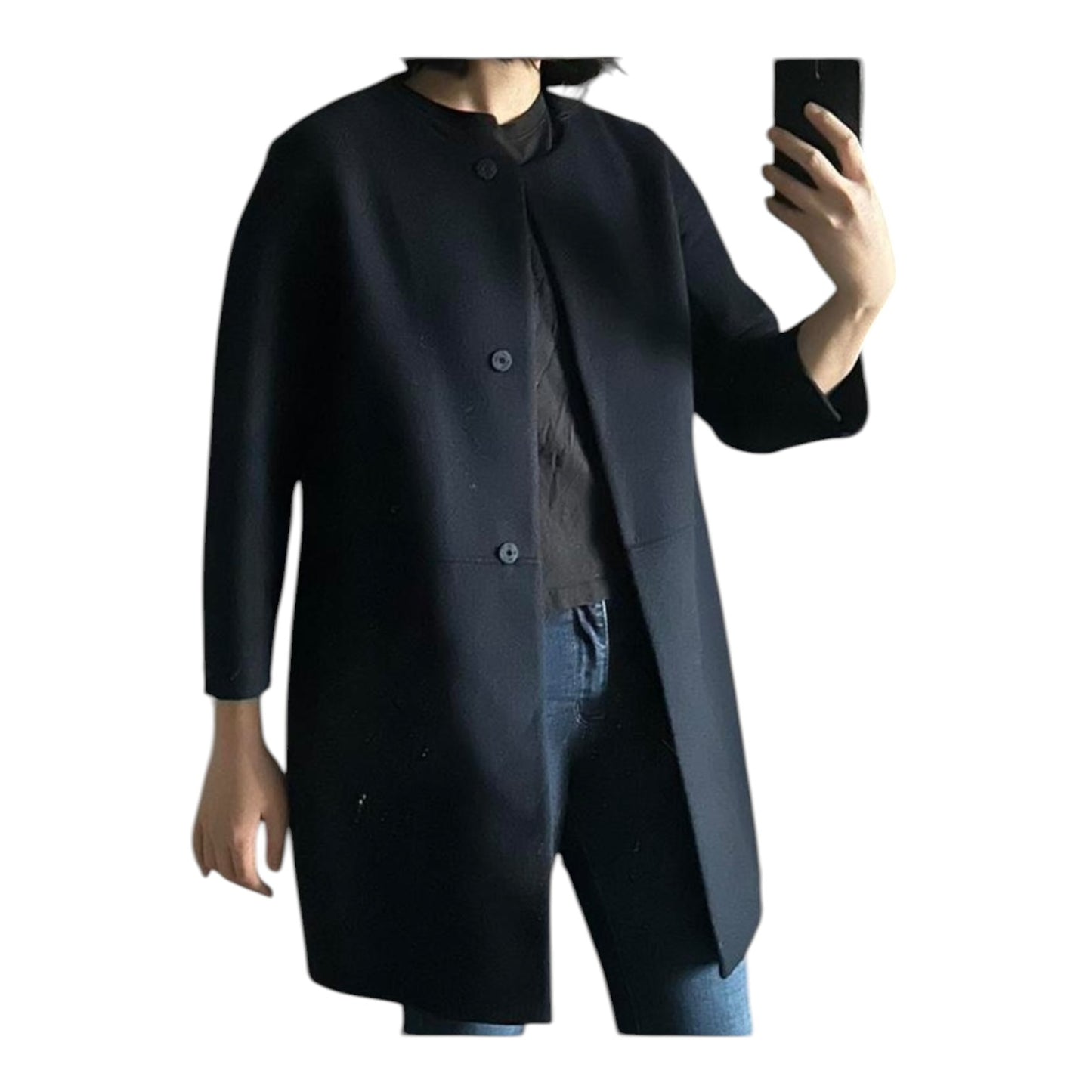 Max Mara Navy Virgin Wool Coat - 8/10