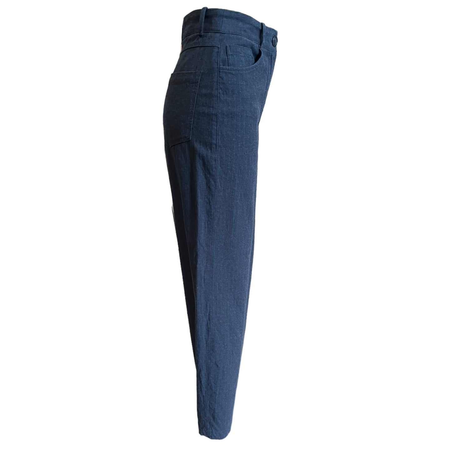 Massimo Dutti Navy Pinstripe Wide Leg Trousers - 6/8