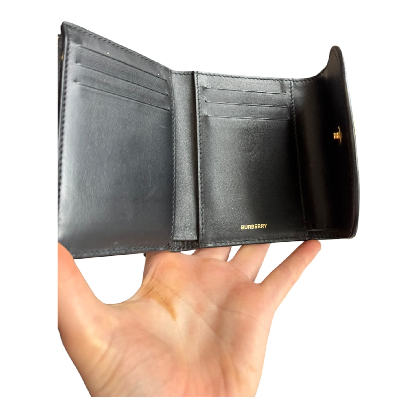 Burberry Check Leather Small Folding Wallet - NEW