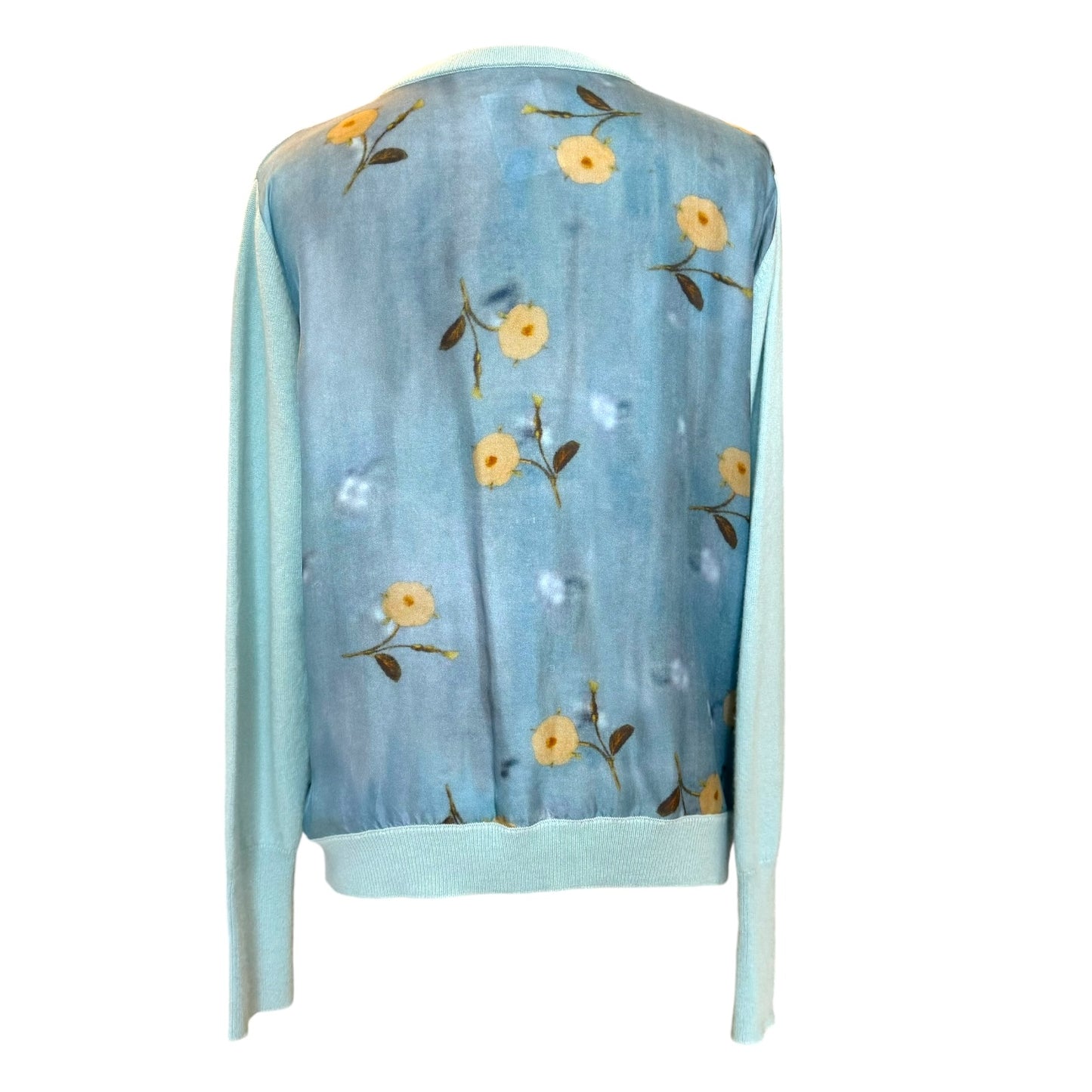 N. Peal Floral Back Blue Cardigan - 14