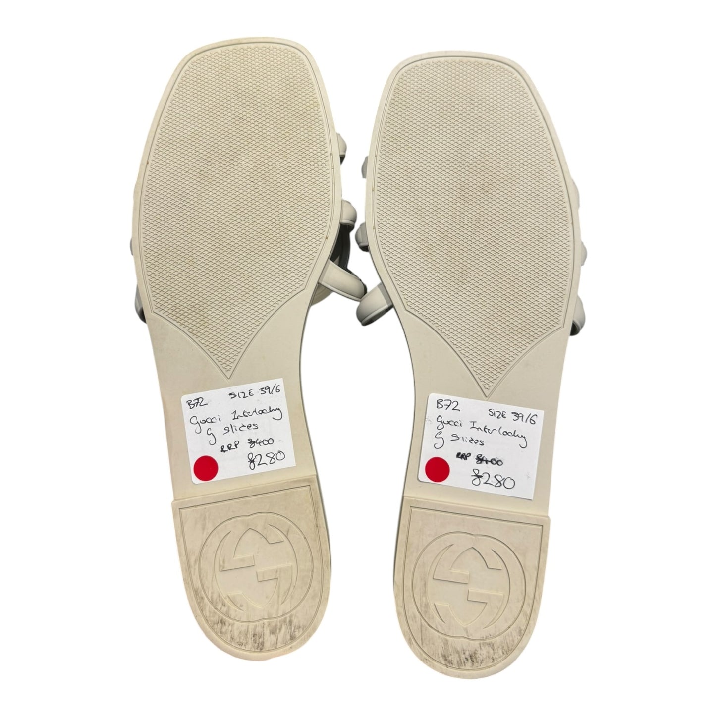 Gucci Interlocking G Light Grey Slides - 39/6