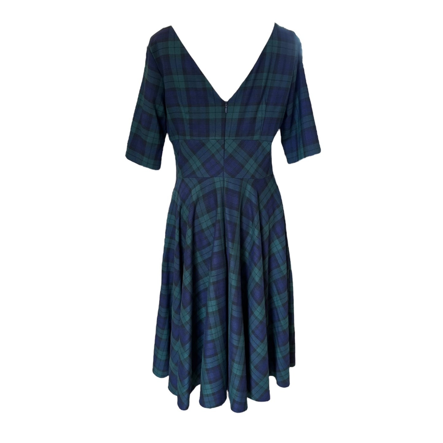 The Pretty Dress Company Navy and Green Tartan Dress - 12