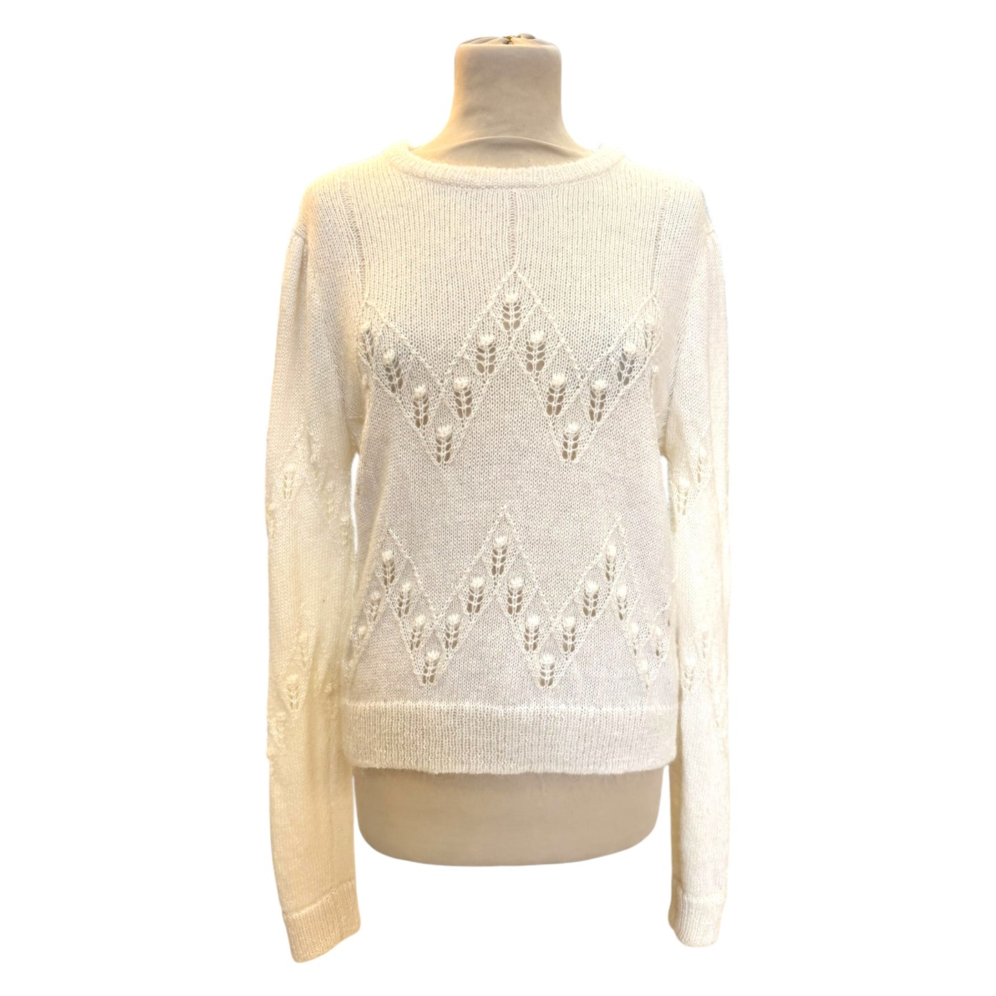 LK Bennett Ebba Cream Mohair-Blend Bubble Knit Jumper - 12/14