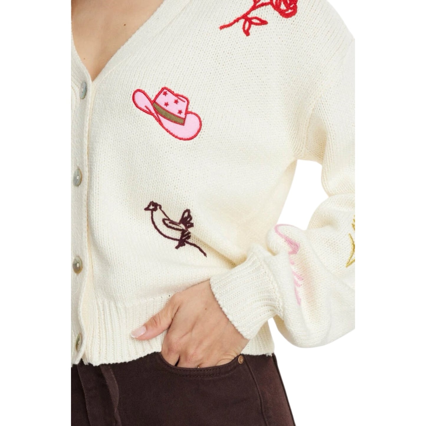 Numph Wally Cream Embroidered Cardigan - 12