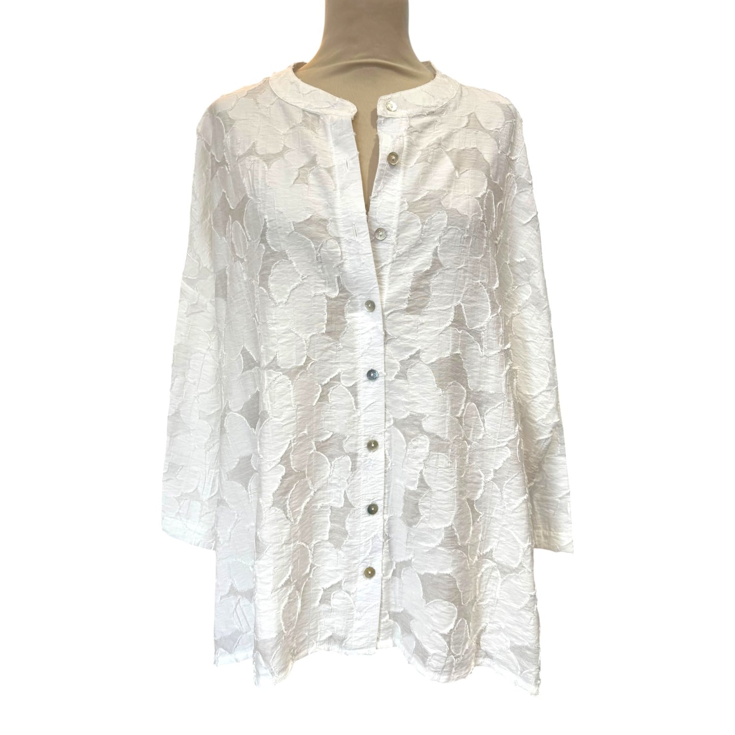 Sahara Floral Burnout White Shirt - 18 - NEW