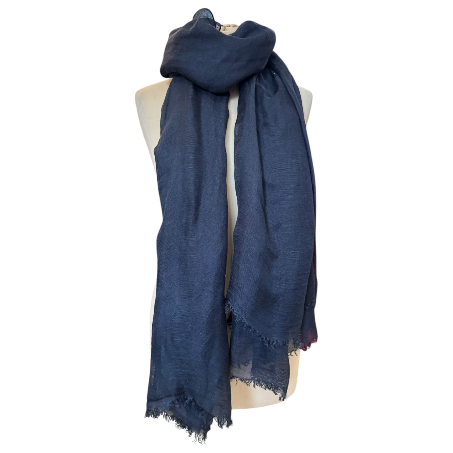 'S Max Mara Navy  Linen and Silk Scarf