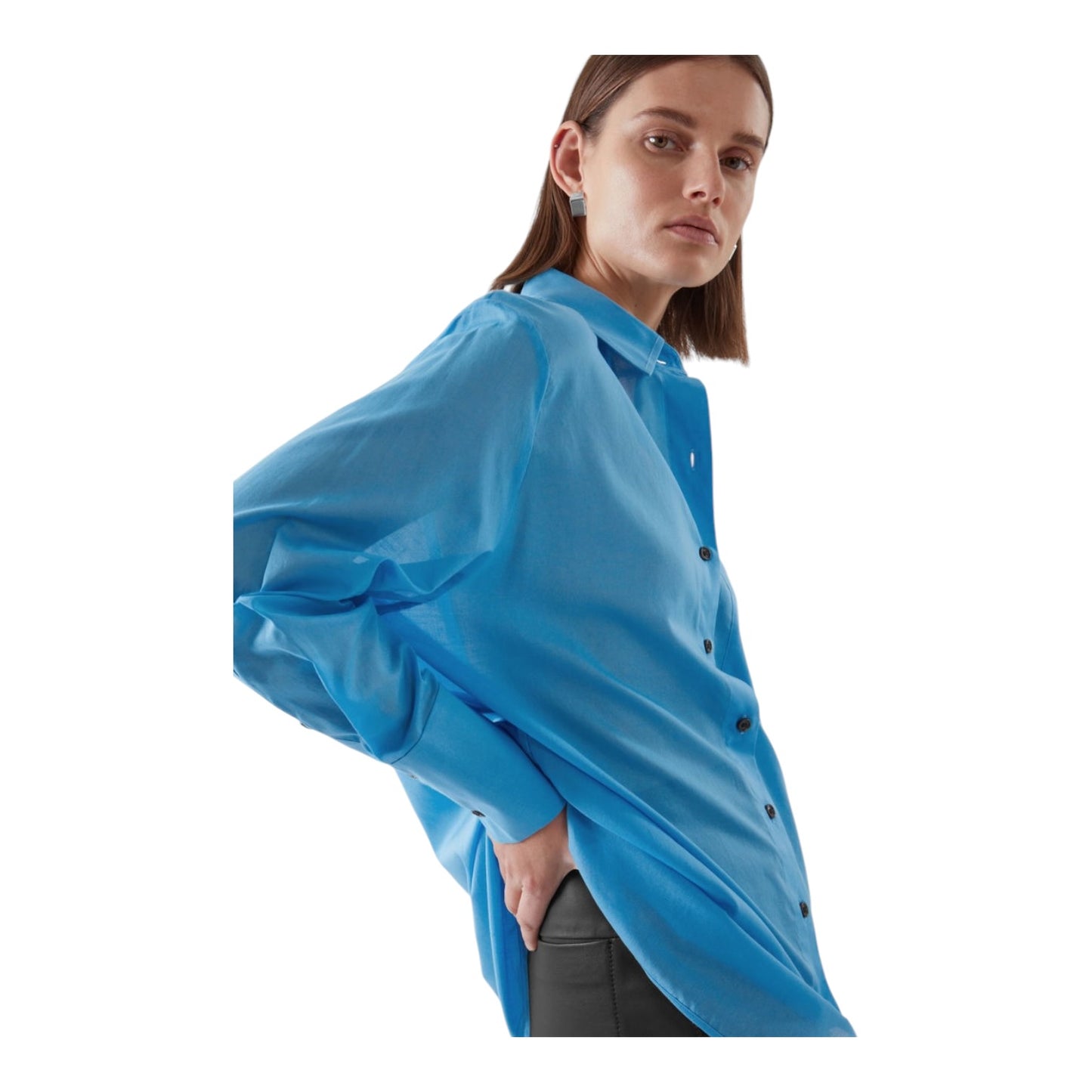 COS Blue Oversized Longline Shirt - 12