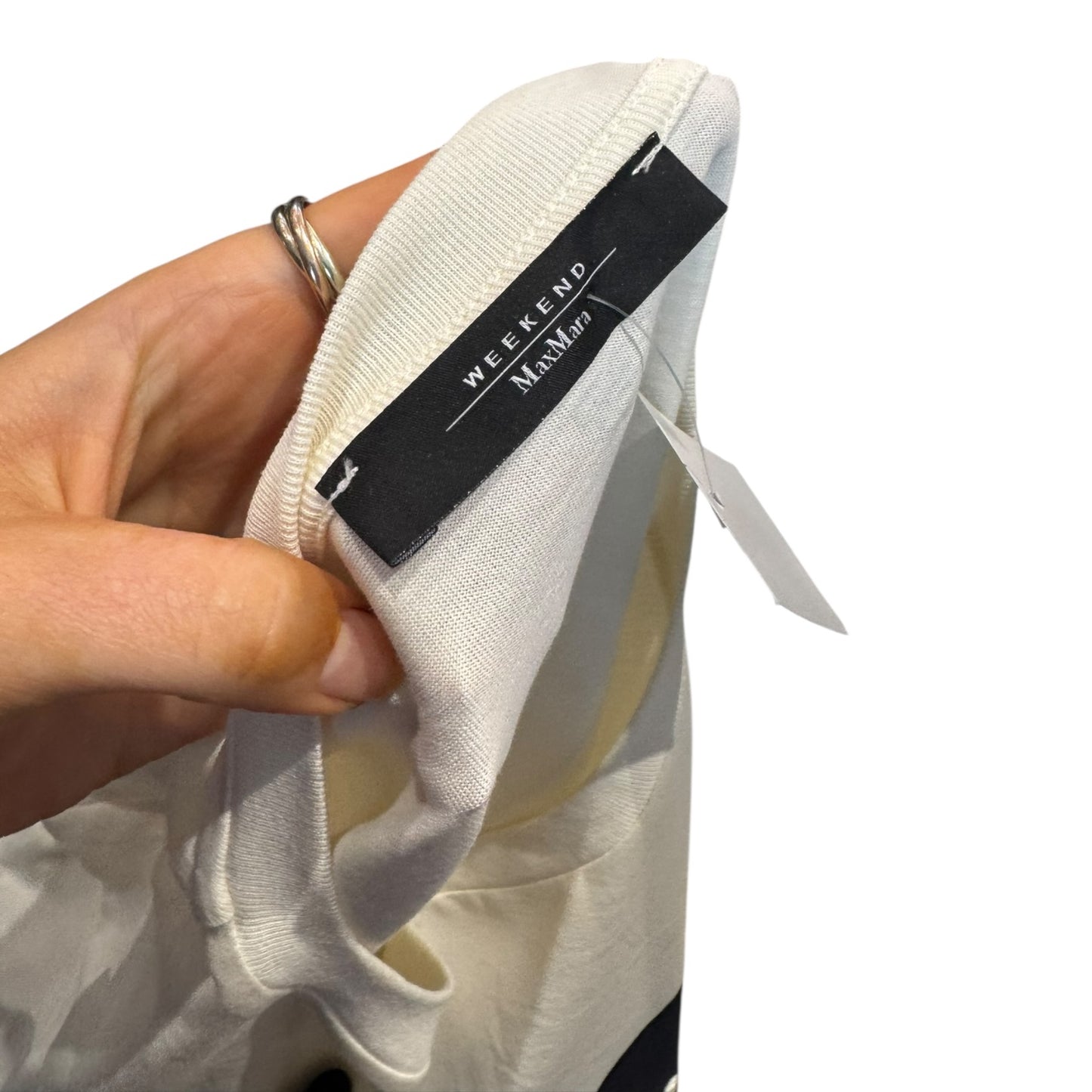 Weekend Max Mara Vello Mon Amour Cream Navy T Shirt - 10