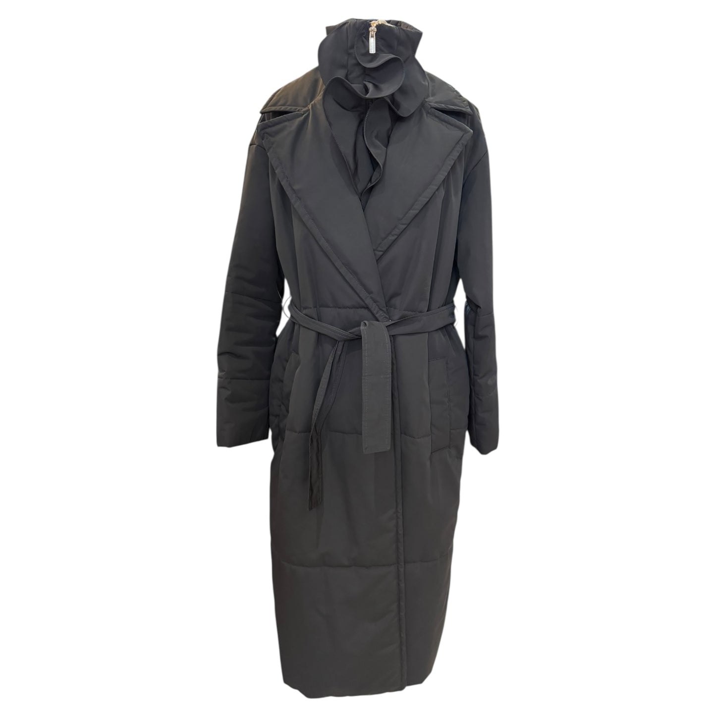 Marella Sport Black Coat with Detachable Ruffle Neck - 16