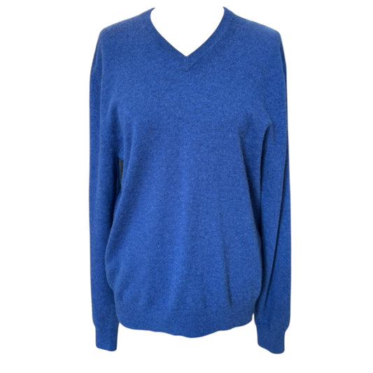 N. Peal Blue Cashmere V Neck Sweater - 10