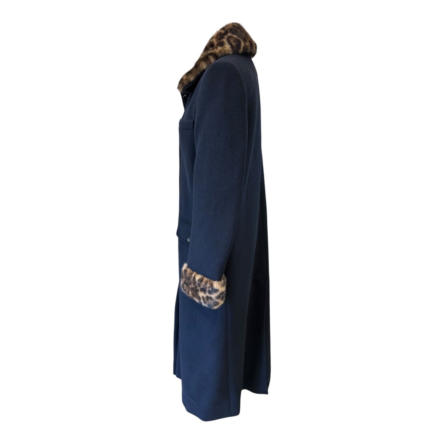 Claudie Pierlot Long Leopard Collar Wool Blend Coat - 10