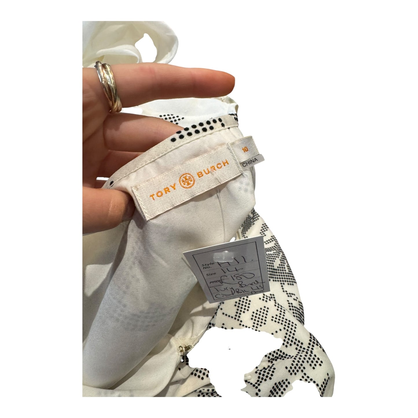 Tory Burch Cream and Black Long Sleeve Dress - 14