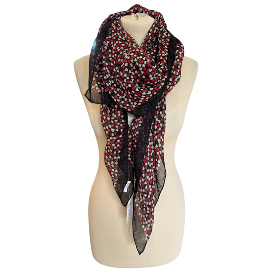 Saint Laurent Black Red and White Heart Scarf