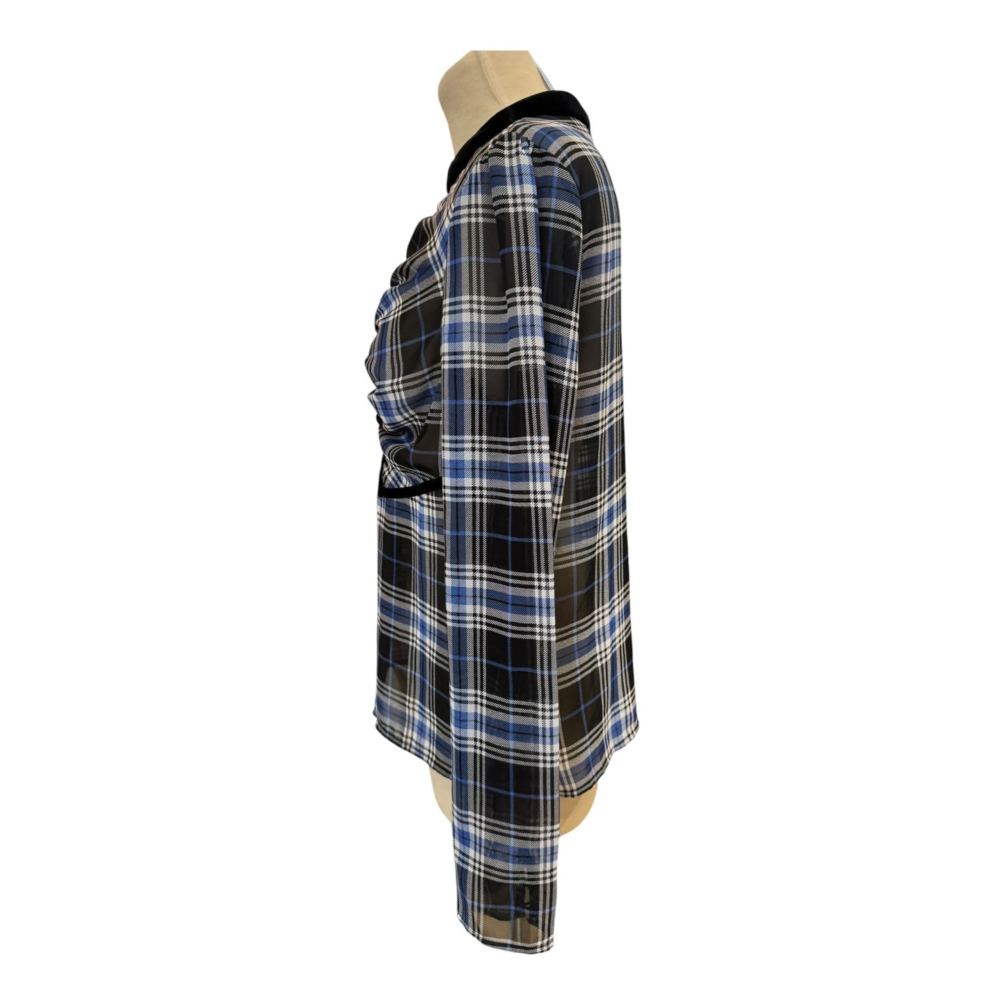 Maje Blue and Black Gingham Top - 10