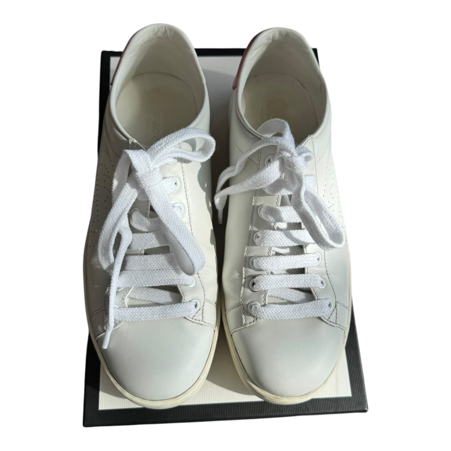Gucci Ace White and Pink Perforated Trainers - 37.5 / 4.5