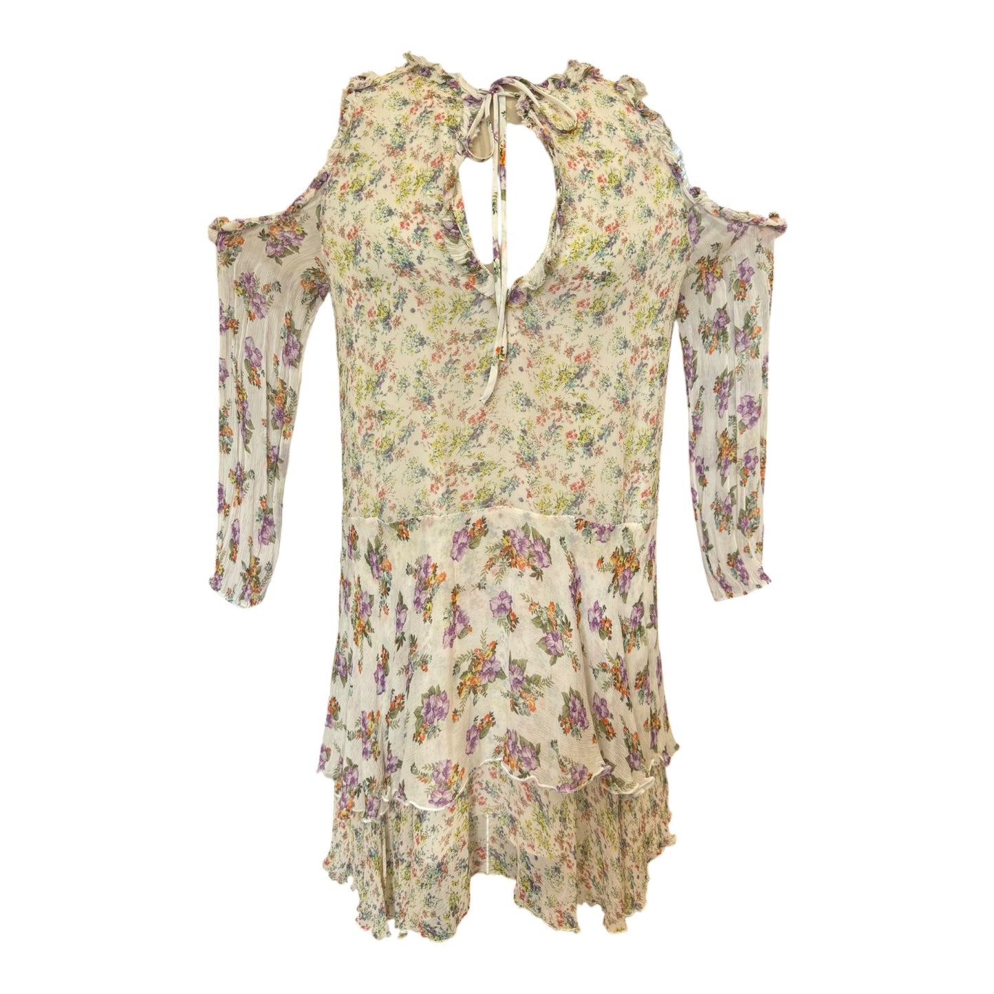Alice + Olivia Ruffle Floral Romantic Layered Silk Mini Dress - 12