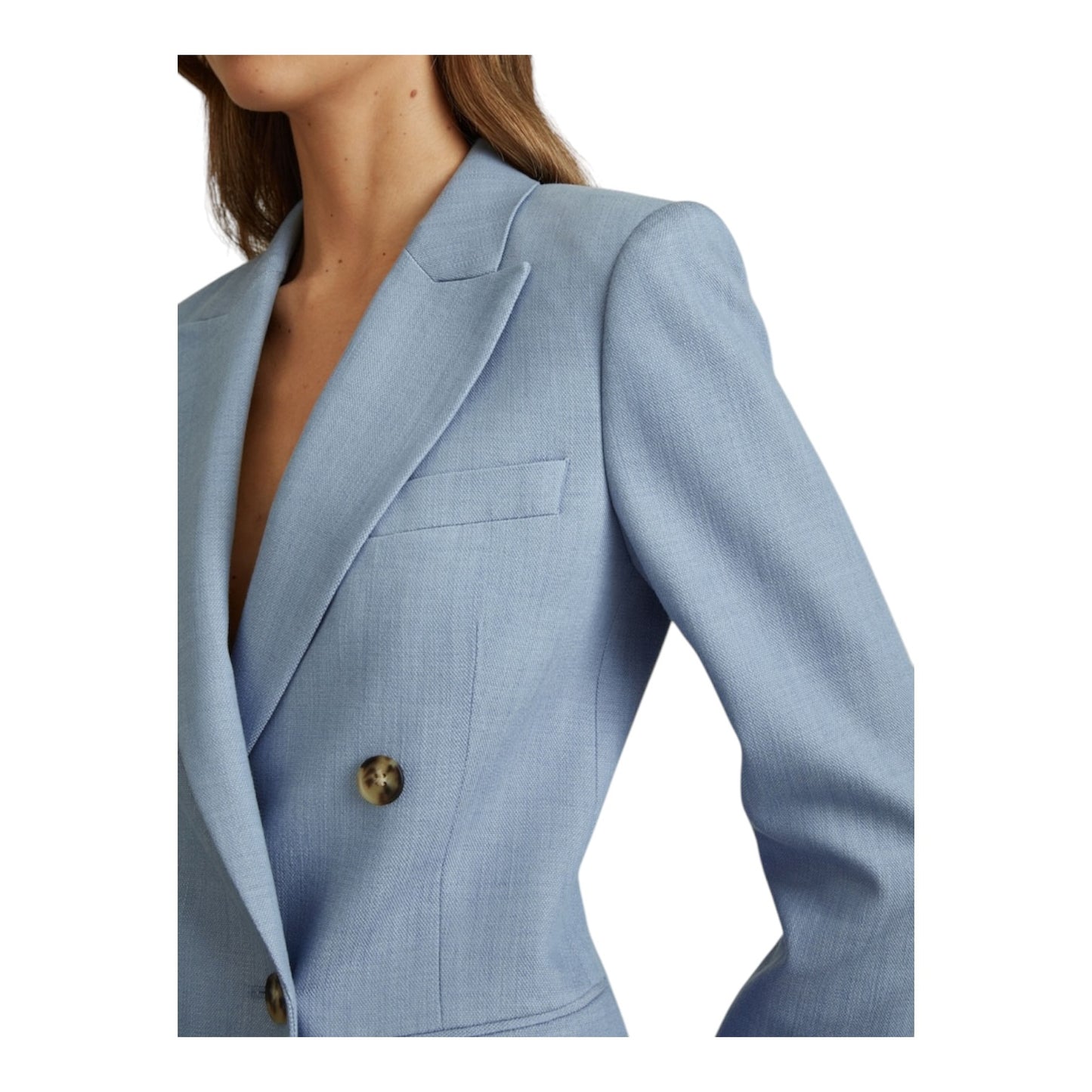 Reiss Blue June Double Breasted Suit Blazer - 12