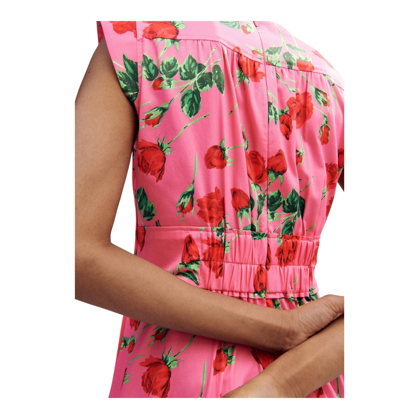 Me + Em Pink Cotton Rose Print Maxi Dress - 10