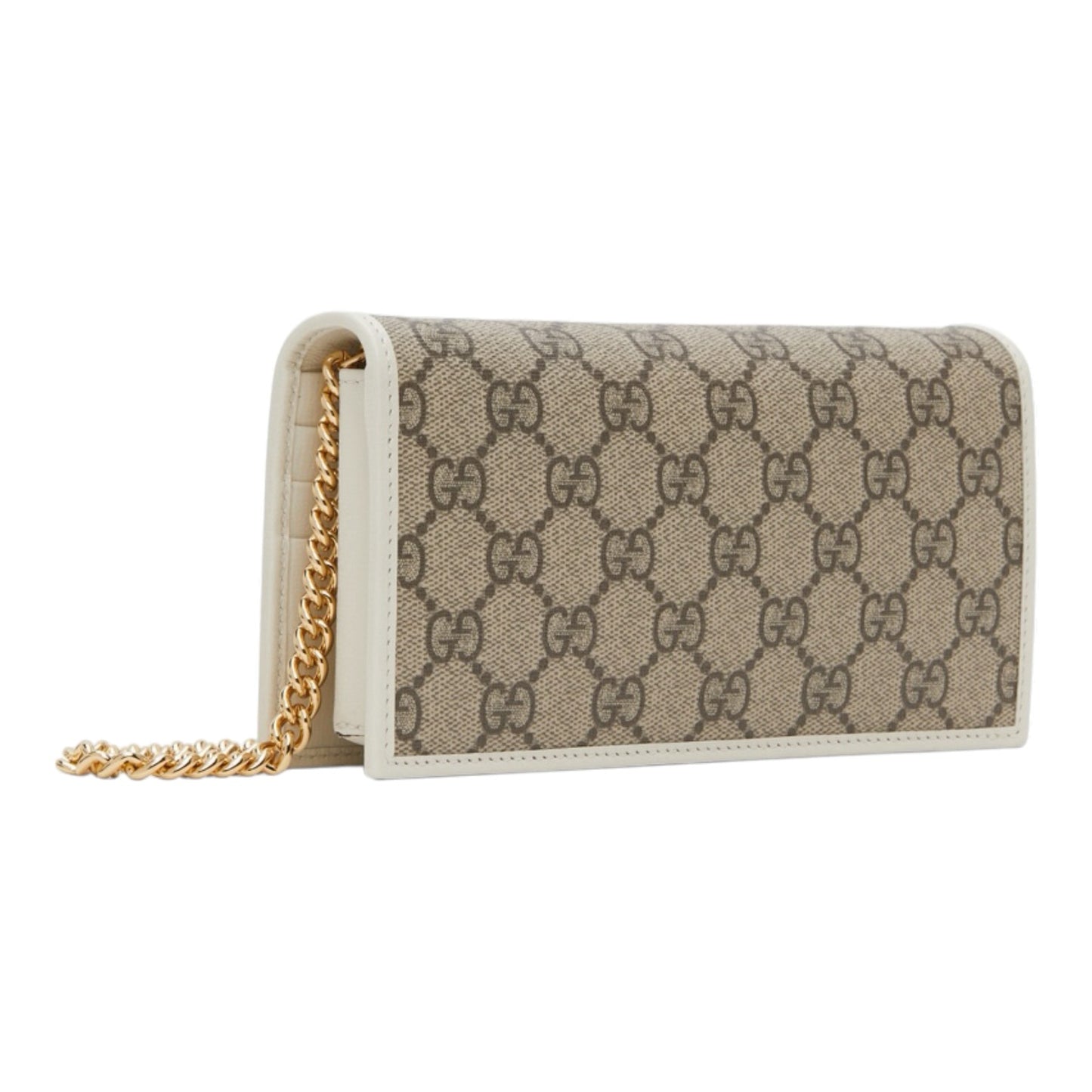 Gucci White 'Gucci 1955' GG Supreme Horsebit Chain Wallet Bag