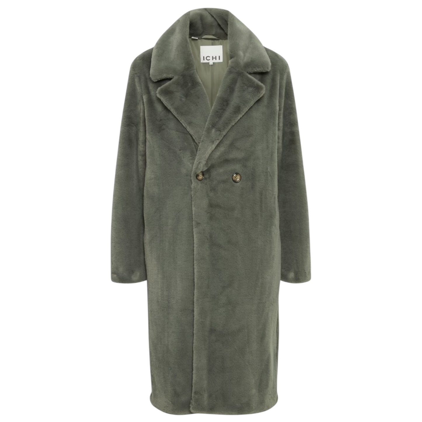 Ichi Sage Green Fluffy Coat - 10
