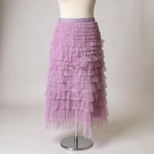 Lilac Frill Midi Skirt - 10