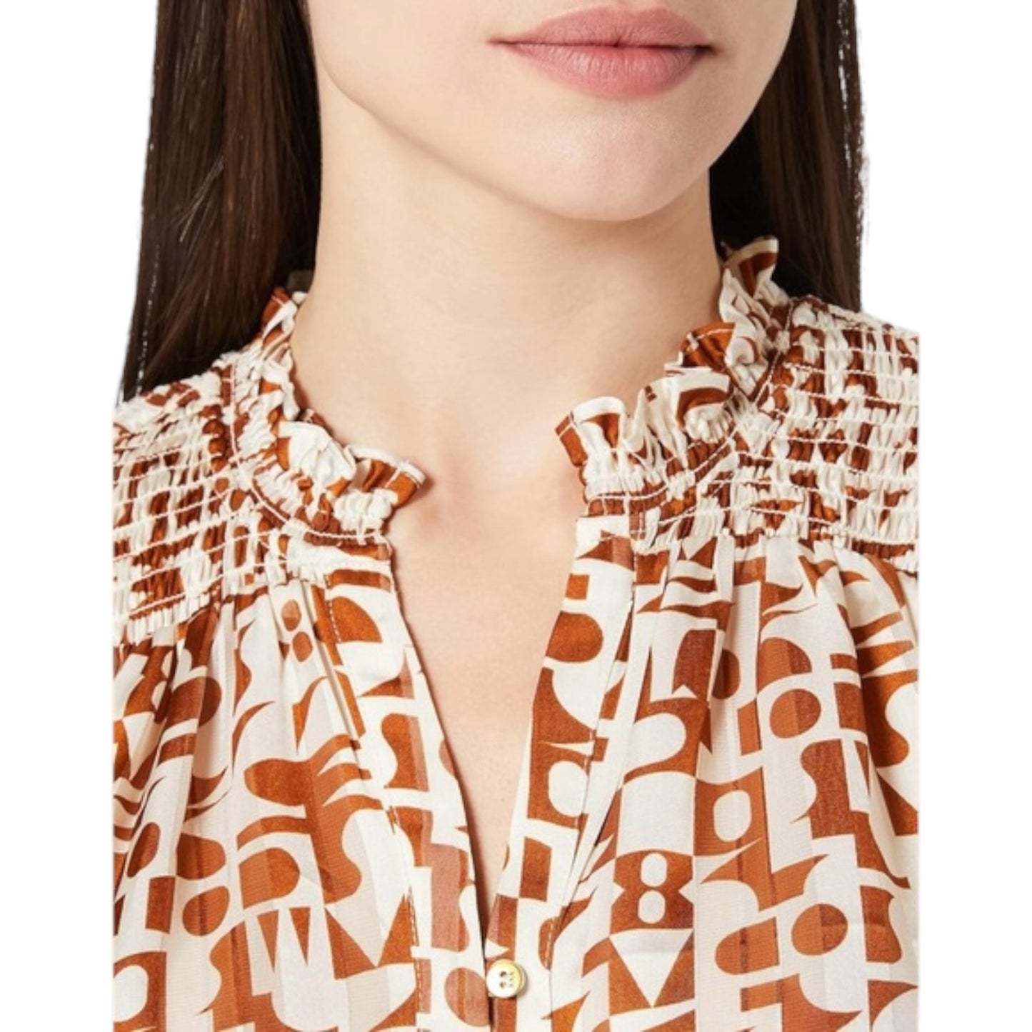 Scotch and Soda Tan Cream Patterned Blouse - 10/12