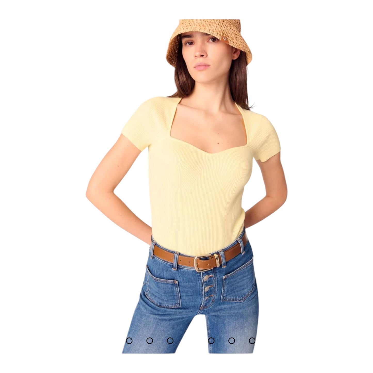 Maje Yellow Rib Knit Top - 8/10