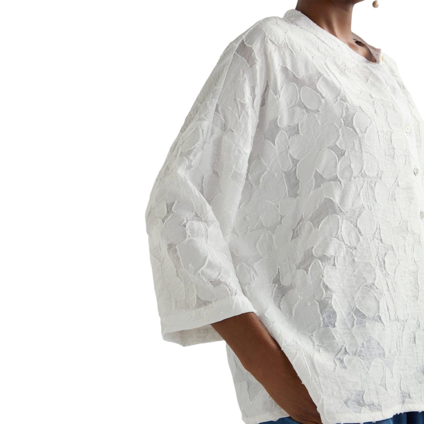 Sahara Floral Burnout White Shirt - 18 - NEW
