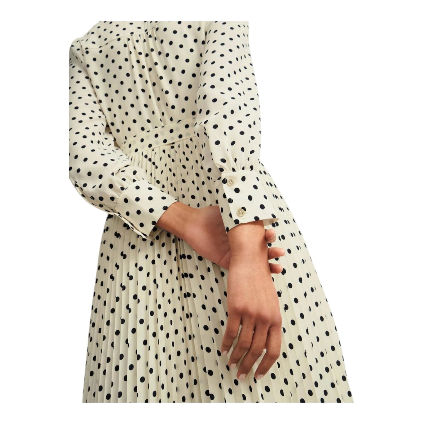 Hobbs Larina Ivory and Navy Polka Dot Dress - 14