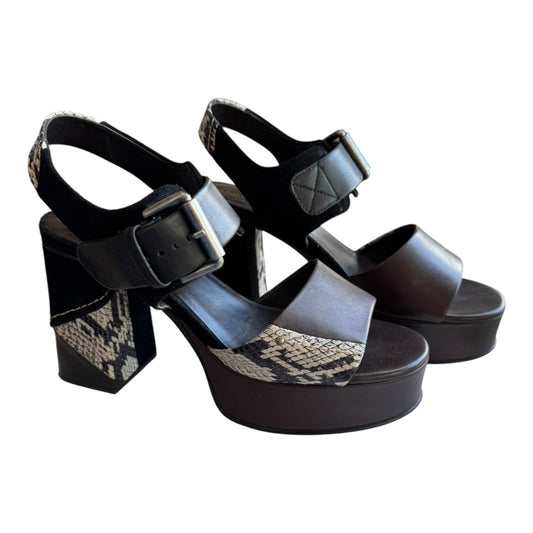 See By Chloe Suede and Snake Print Chunky Heels - 38/5