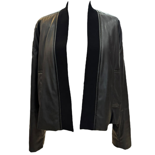 Marc Cain Black Pleather Bomber Jacket - 14