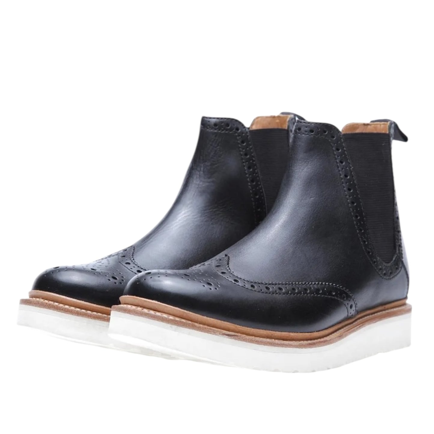 Grenson Alice Black Leather White Sole Chelsea Boots - 5