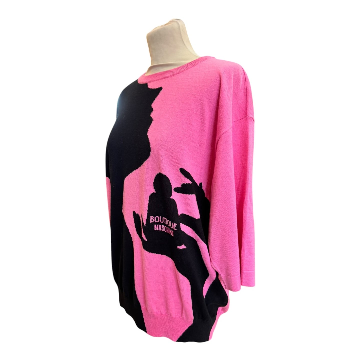 Boutique Moschino Pink and Black Motif Jumper - 12