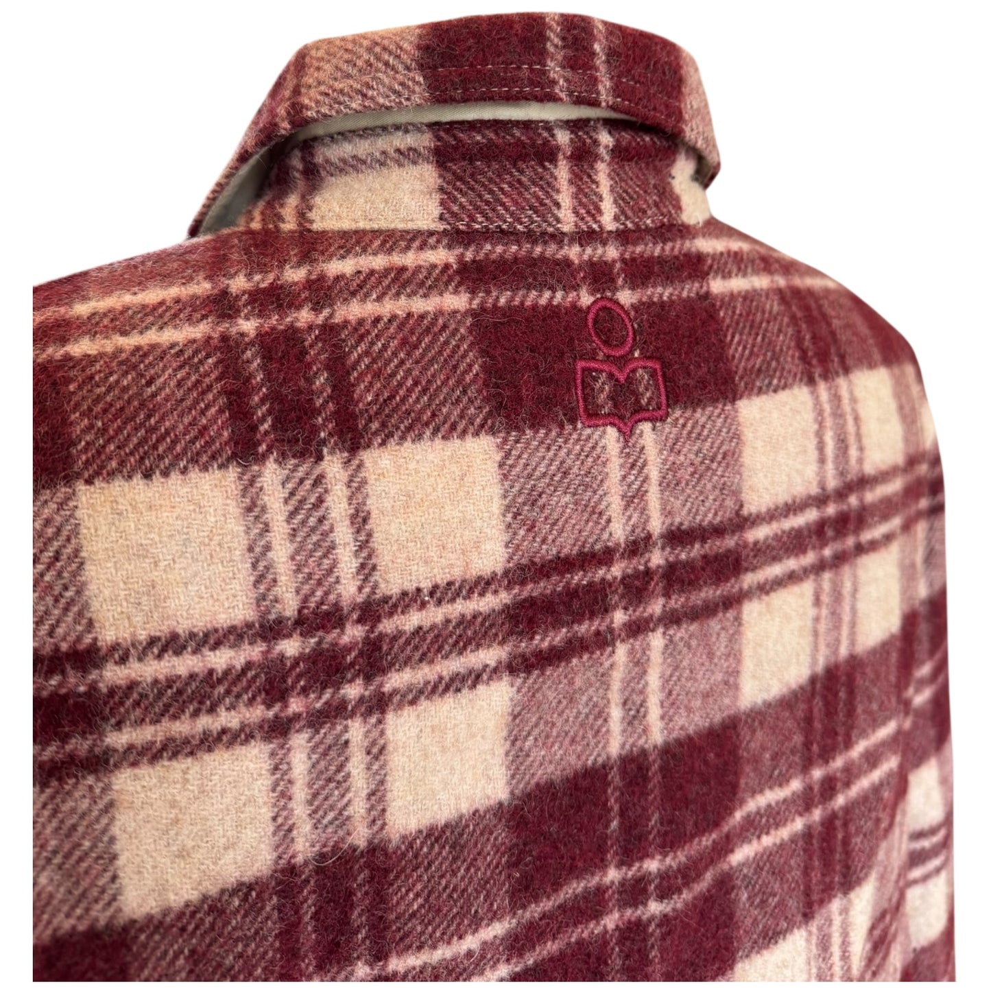 Isabel Marant Etoile Burgundy and Cream Plaid Check Wool Blend Faxon Shirt - 12/14