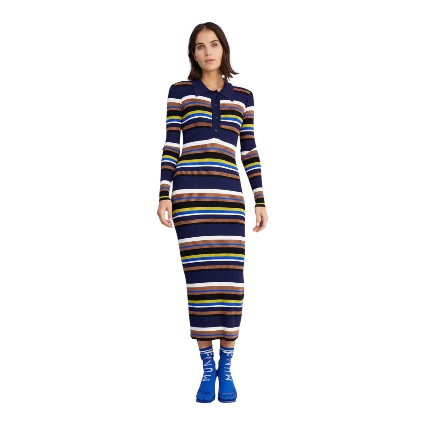 Munthe 'Dapper' Blue Knit Midi Dress - 12