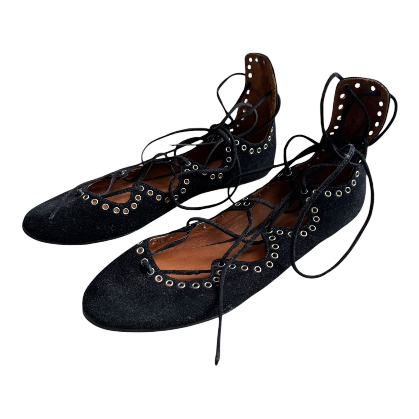 Isabel Marant Black Leo Lace Up Ballet Flats - 41/8