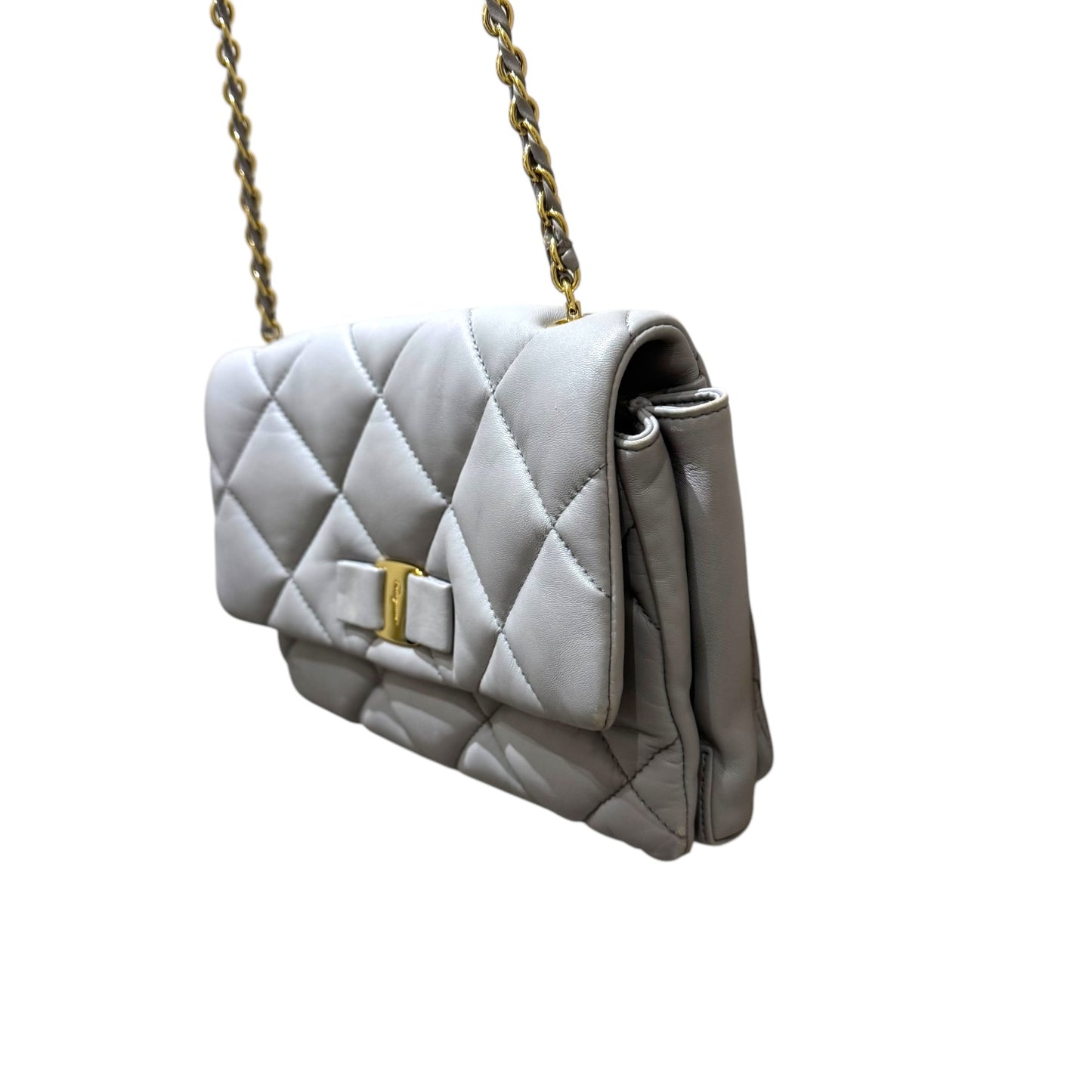 Ferragamo Grey Quilted Shoulder Bag